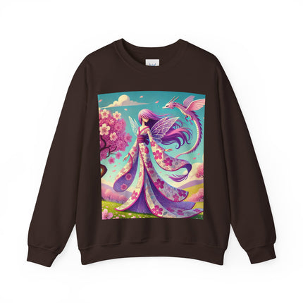 Petals in the Wind: The Kimono Fairy and the Sky Dragon Heavy Blend™ Crewneck Sweatshirt
