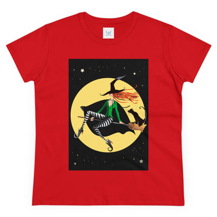 A Witch’s Moonlit Flight Women's Midweight Cotton Tee