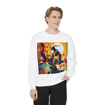 Black Cat in Kimono Unisex Garment-Dyed Sweatshirt