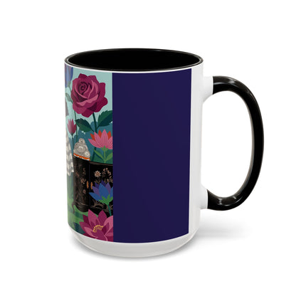 The Lady Of The Lotus Garden Colorful Mugs – Art Deco Botanical Elegance