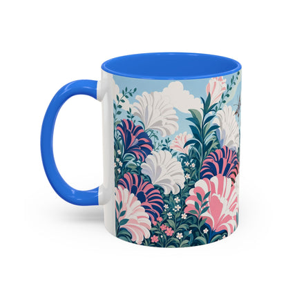 🌸🦋 The Enchanted Pink Blossom Retreat Colorful Mug – Art Deco Floral Whimsy