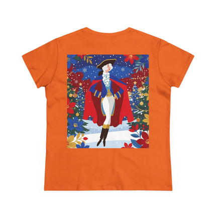🎄🎭 The Christmas Masquerade Lady Cotton Tee – Art Deco Holiday Glamour