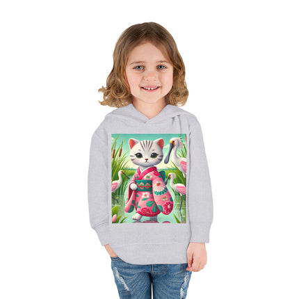 Geisha Kitten Strolls Among the Spoonbills Toddler Pullover Fleece Hoodie