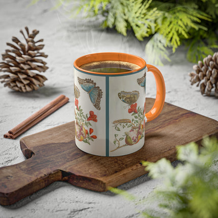 Blue Butterflies and Pomegranate by Maria Sibylla Merian Colorful Mugs, 11oz