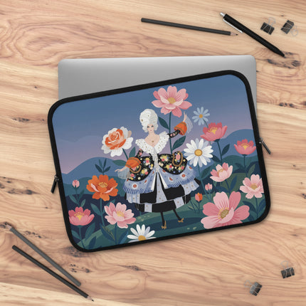 🌺🎭 The Lady Of The Grand Floral Masquerade Laptop Sleeve – Art Deco Garden Elegance