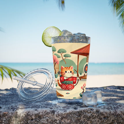 Archer Kitten in the Zen Garden Sunsplash Tumbler with Straw, 16oz