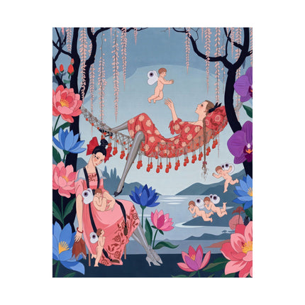 🪽🪷 The Garden Of Little Cupids Matte Vertical Poster – Art Deco Botanical Fantasy