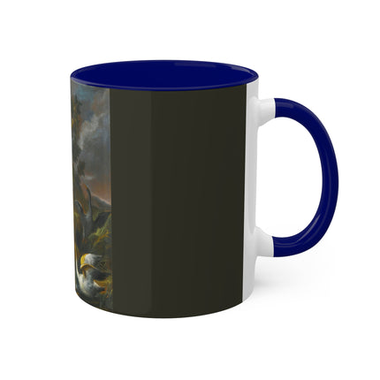 Still Life With Birds Beside An Ornate Fountain by Nicola Casissa Colorful Mugs, 11oz
