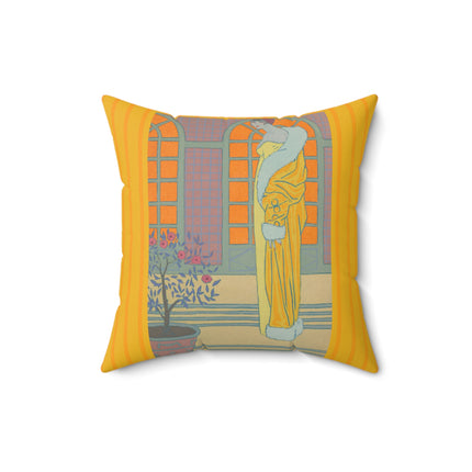 Sur Les Marches Du Jardin by Georges LePape Spun Polyester Square Pillow