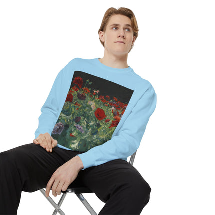 Poppies (A Study of Poppies for Carnation, Lily, Lily, Rose) by John Singer Sargent Unisex Garment-Dyed Sweatshirt