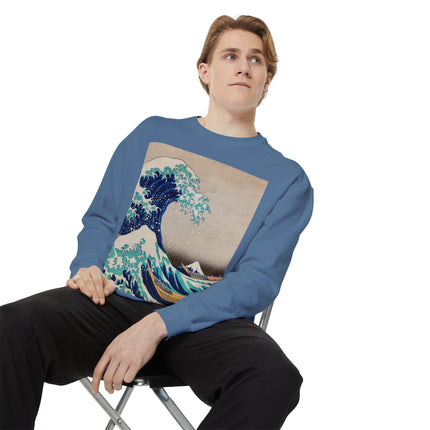The Great Wave off Kanagawa by Katsushika Hokusai Garment-Dyed Sweatshirt