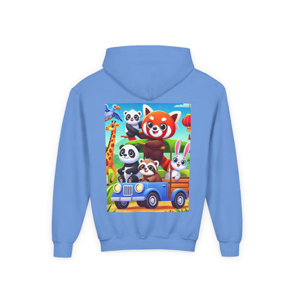 Safari Friends on the Move Youth Hooded Sweatshirt – Adventure, Friendship & Sunny Fun