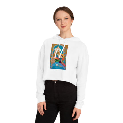 April & Diamond (from the Gem Series) by Sofia Chiostri Women’s Cropped Hooded Sweatshirt