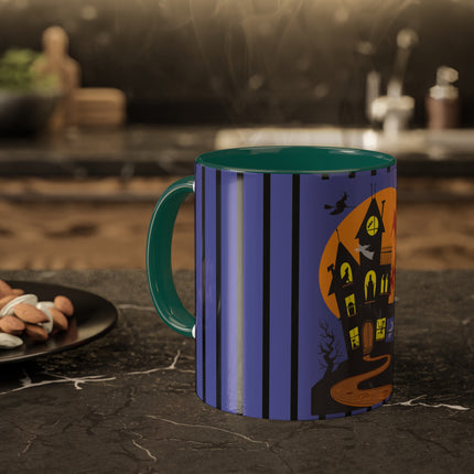 Halloween Night at the Haunted House Colorful Mugs, 11oz
