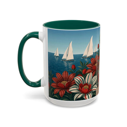 ⛵🌹 The Seaside Rose Traveler Colorful Mug – Art Deco Floral Elegance