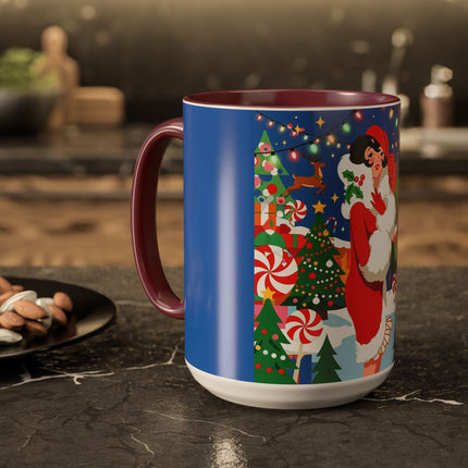 🦌🍬 The Lady Of The Peppermint Christmas Garden Colorful Mug – Colorful Art Deco Holiday Fantasy