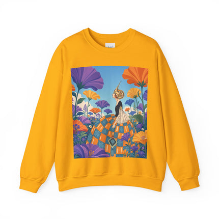 🌺🧡 The Lady Of The Golden Garden Crewneck Sweatshirt – Art Deco Fashion Fantasy