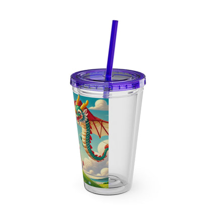 Geisha Kitten and the Dragon Kite Sunsplash Tumbler with Straw, 16oz