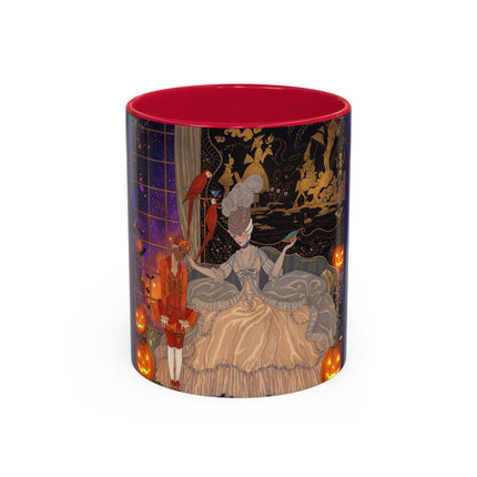 🌙🎃 The Moonlit Parlor Masquerade Colorful Mug – Elegant Halloween Romance