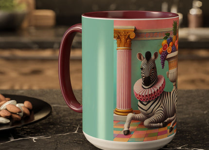 Still Life with Zebra, Fruit, and Pink Columns Colorful Mugs (11oz, 15oz)