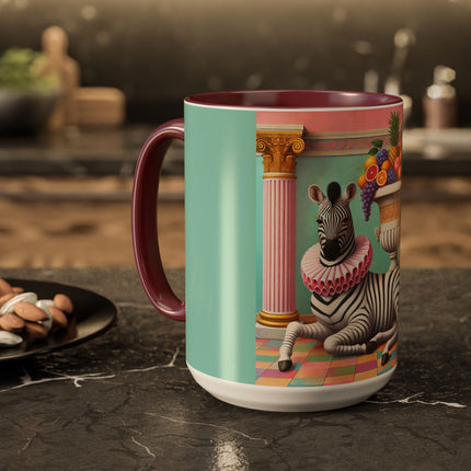 Still Life with Zebra, Fruit, and Pink Columns Colorful Mugs (11oz, 15oz)