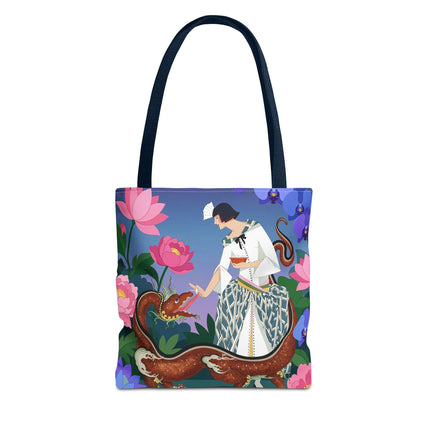 🐉🌸 The Dragon Keeper Tote Bag – Art Deco Floral Fantasy