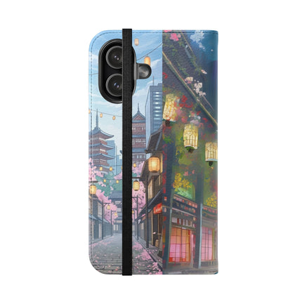 🦚🌸 Techno Plumes Peacock Flip Case – Neon Elegance & Sakura Dreams