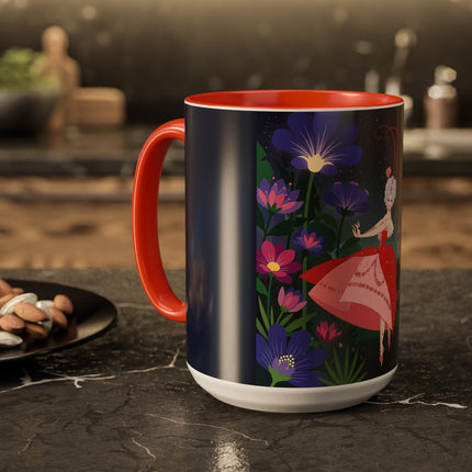 Moonlight Waltz Among The Blossoms Colorful Mugs – Art Deco Floral Enchantment
