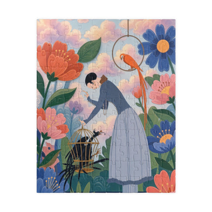 🦜🌺 The Lady Of The Garden Aviary Puzzle – Art Deco Floral Whimsy