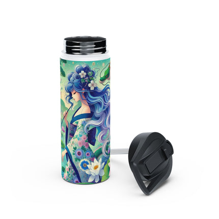 Fairy of the Koi Pond Stainless Steel Water Bottle, Standard Lid