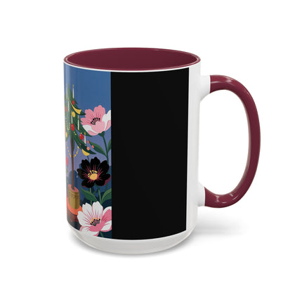 🌹🎄 The Lady Of The Candlelit Rose Tree Colorful Mug – Art Deco Christmas Garden