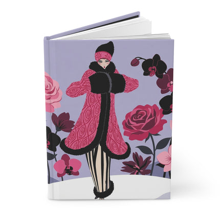 🌹❄️ The Lady Of The Winter Rose Garden Hardcover Journal – Art Deco Floral Elegance