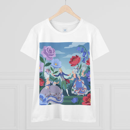🎭🌸 The Garden Masquerade Cotton Tee – Art Deco Fashion Illustration