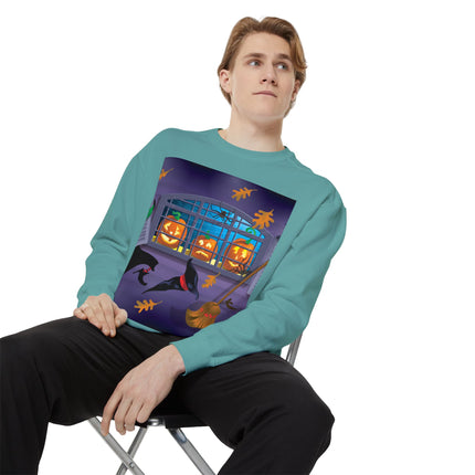 Whimsical Halloween Mischief Unisex Garment-Dyed Sweatshirt