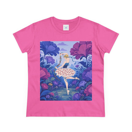 🌸🩰 The Enchanted Garden Ballet Cotton Tee – Art Deco Floral Whimsy