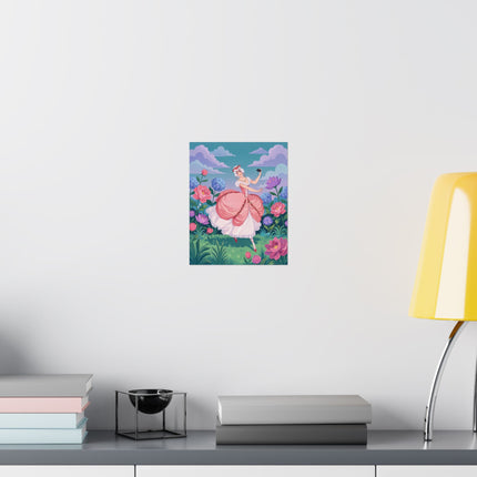 🎭🌸 The Lady Of The Garden Masquerade Matte Vertical Poster – Art Deco Fashion Illustration