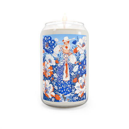 🌸💙 The Lady Of The Blue Blossom Garden Scented Soy Candle – Art Deco Floral Elegance