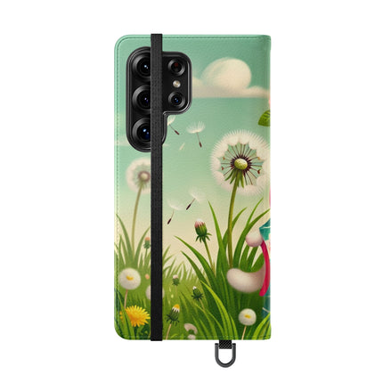 🌾🌼 Geisha Kitten and the Dandelion Wish Flip Case – Gentle Wishes & Quiet Wonder