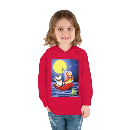 Embarking on a Moonlit Journey Toddler Pullover Fleece Hoodie