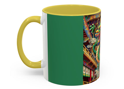 Tibetan Dragon Over Kabuki Duel Colorful Mugs (11oz, 15oz)