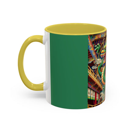 Tibetan Dragon Over Kabuki Duel Colorful Mugs (11oz, 15oz)