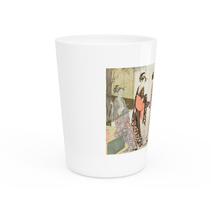 Drying and Stretching Cloth by Kitagawa Utamaro Ceramic Shot Glass