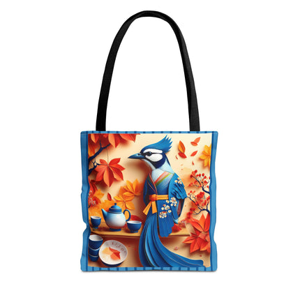 Blue Jay at an Autumn Tea Ceremony Tote Bag (AOP)