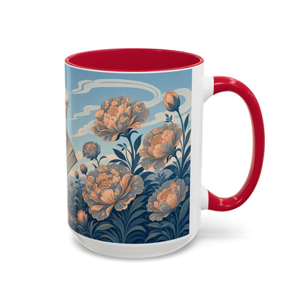 ☔🌸 The Grand Floral Journey Colorful Mug – Art Deco Travel Elegance