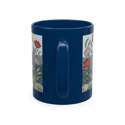 🐈🥾 The Lady & Puss In Boots In The Flower Garden Ceramic Mug – Art Deco Storybook Whimsy