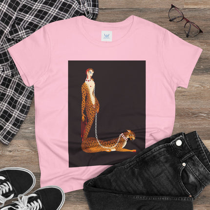 Leopard Queen Women's Midweight Cotton Tee – Exotic Glamour & Timeless Elegance