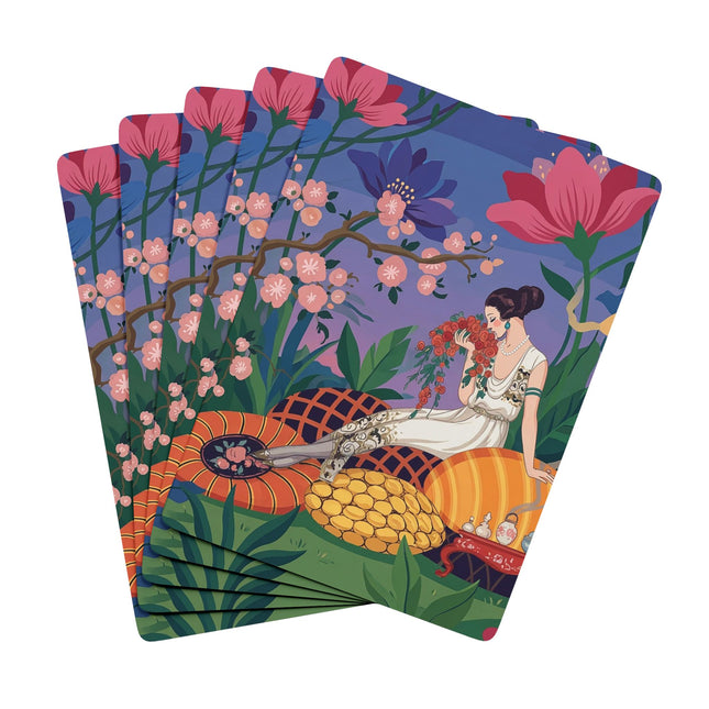 🌸☕ The Garden Of Quiet Reverie Playing Cards – Art Deco Garden Serenity