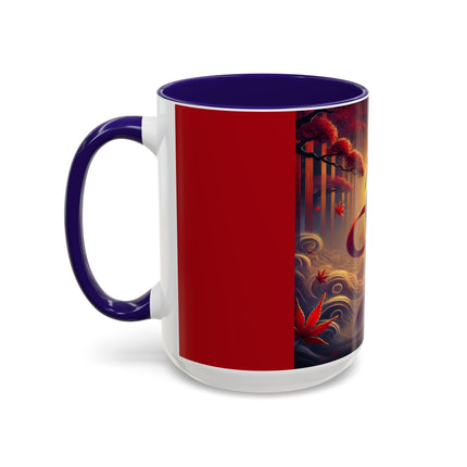 Regal Crimson Crane in the Autumn Mist Colorful Mugs (11oz, 15oz)