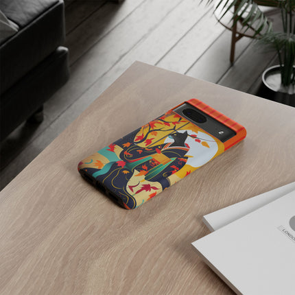 Black Cat in Kimono Phone Cases