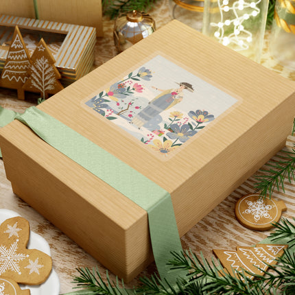 🌹❄️ The Lady Of The Winter Rose Garden Kiss-Cut Sticker – Art Deco Holiday Fantasy